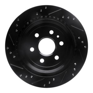 Cadillac SRX Brake Rotor (1) - Rear Right - R1 Concepts - Drilled & Slotted - Black - `10-`16